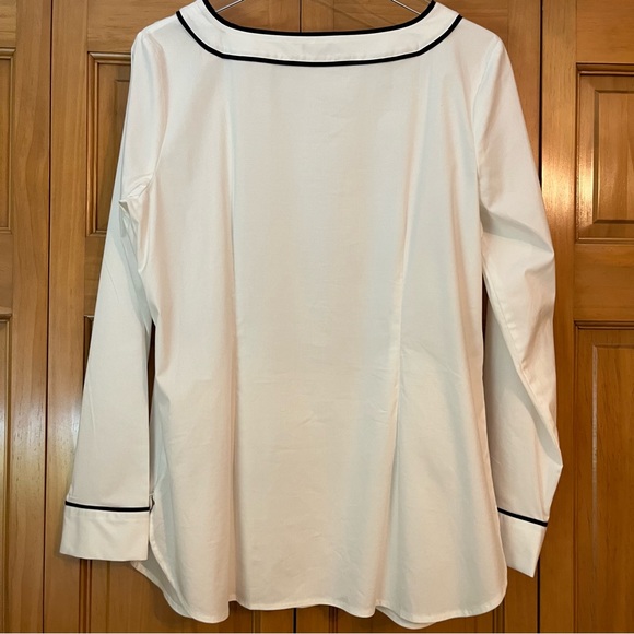Talbots White Blouse with Black Trim Size Medium NWT - Picture 4 of 8